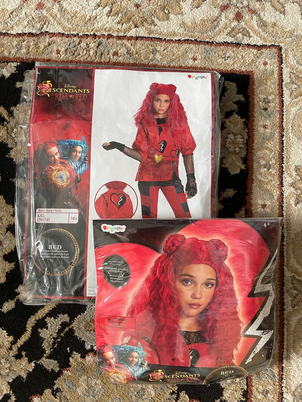 GIRLS DISNEY DESCENDANTS 4 RISE OF RED PRINCESS DLX COSTUME & WIG SIZE L NEW